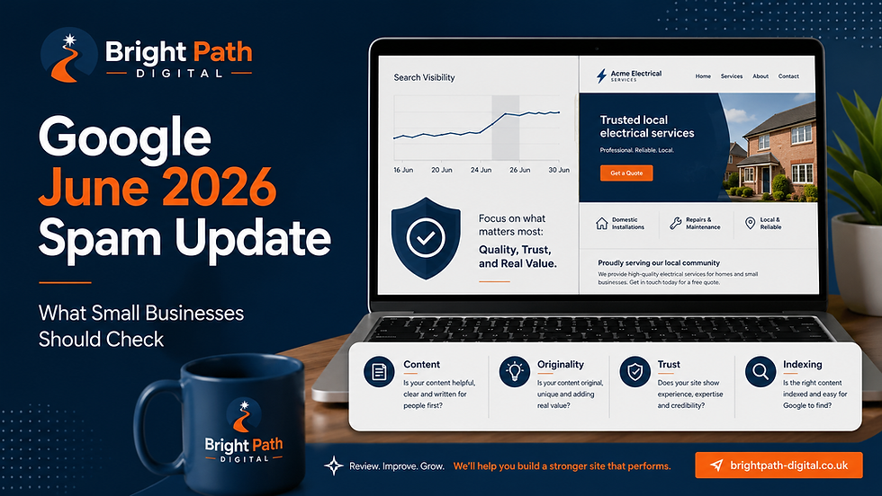 Small business website review following Google’s June 2026 spam update, covering content quality, originality, trust and indexing.