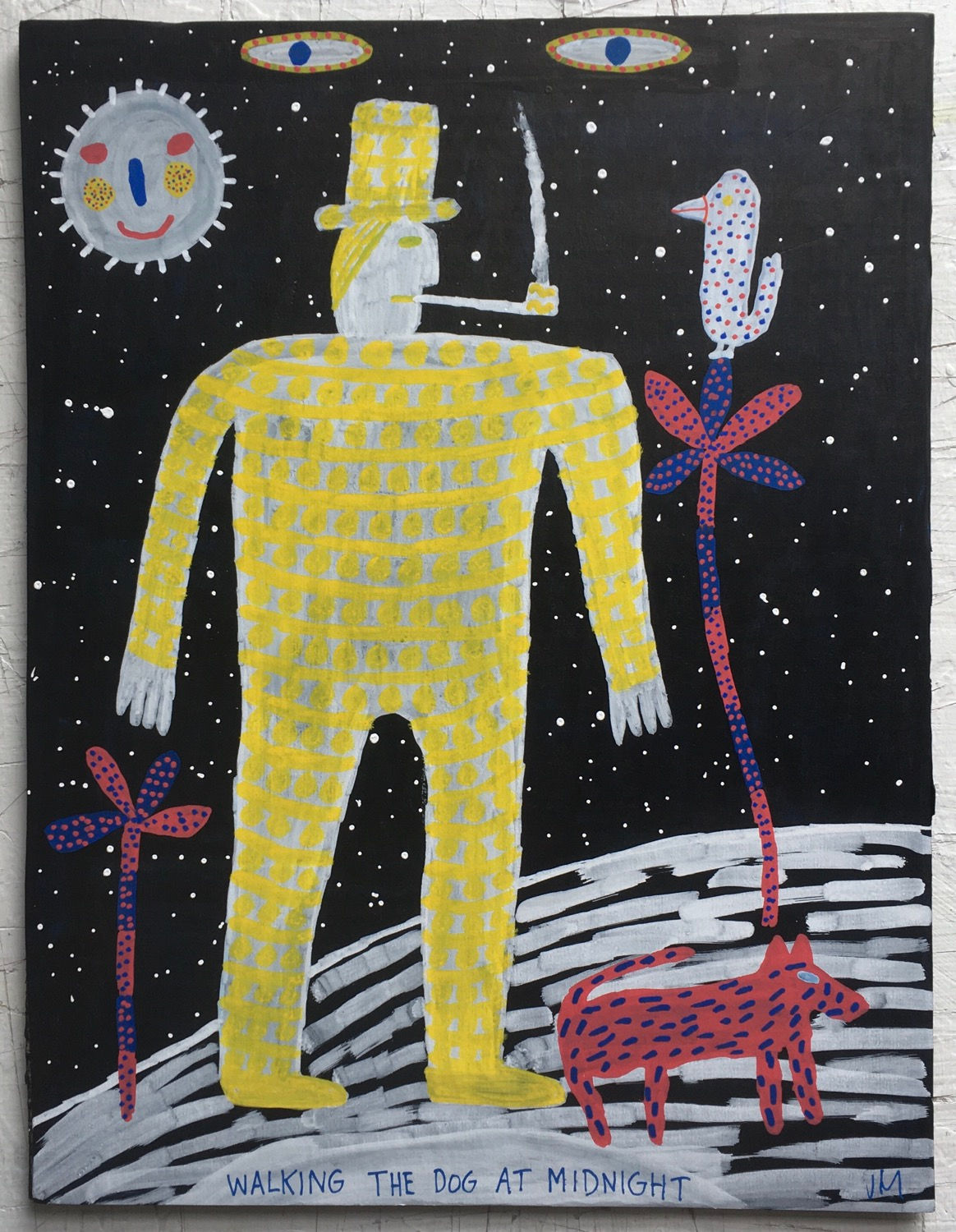 Walking The Dog At Midnight. 13.25 x 10.25 inches.