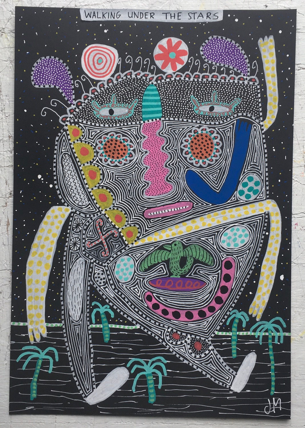 Walking Under The Stars. 14.2 x 9.5 inches.