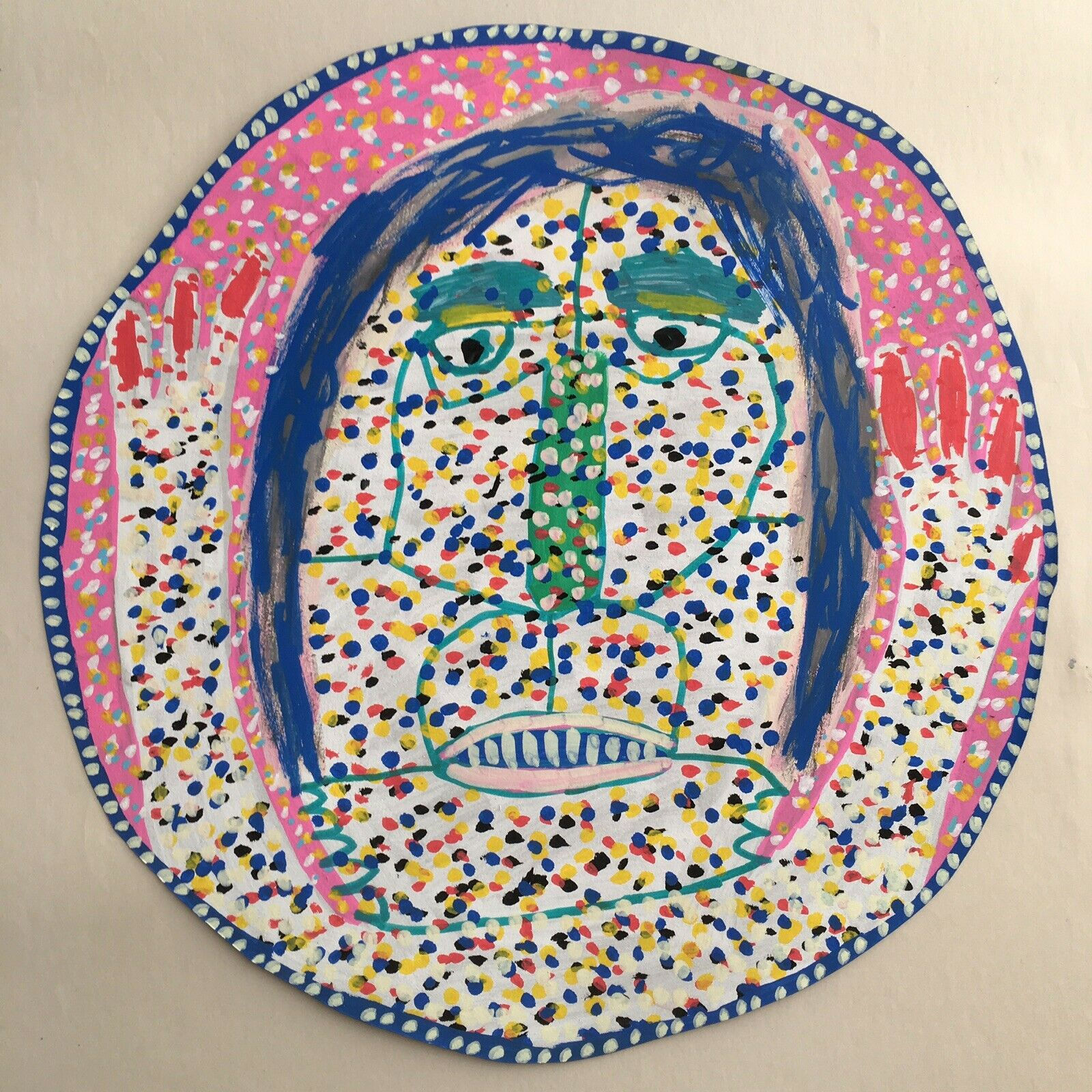 Original art drawing. John McKie 2019 Outsider art On Recycled Card