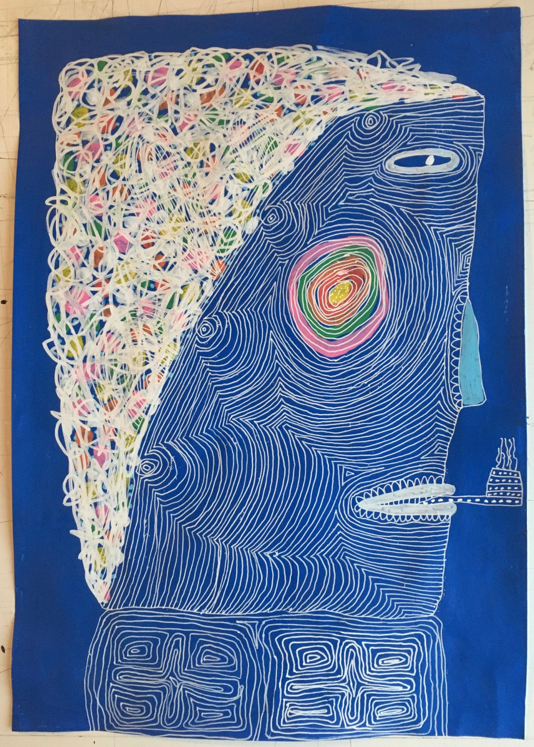 Man with blue nose. 16.5 x 11.5 inches.