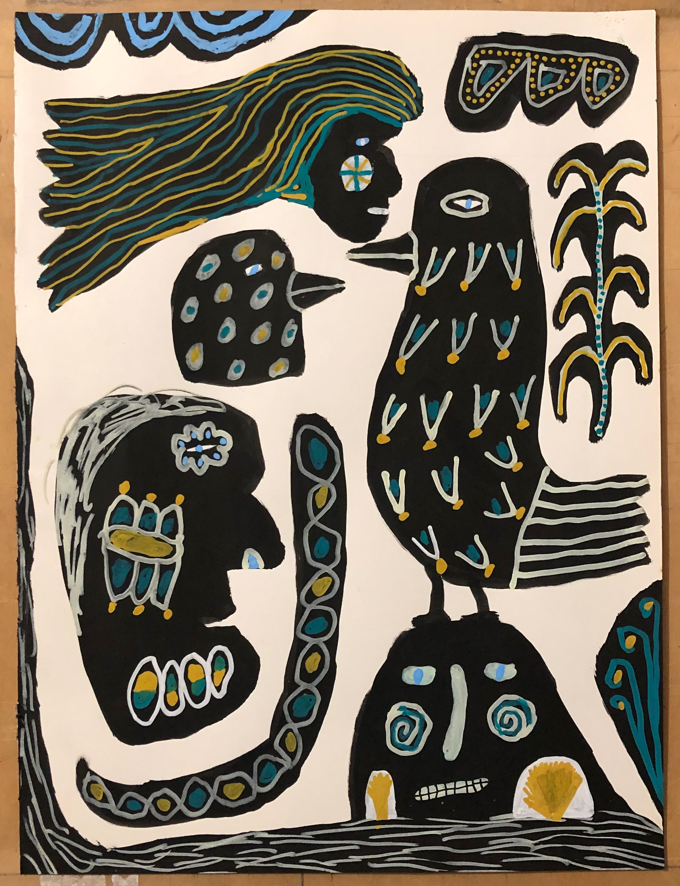 Birds And Other Shapes. 14” x 10.5”.