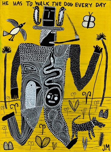 He Has To Walk The Dog Everyday. A4 Print. Larger size options