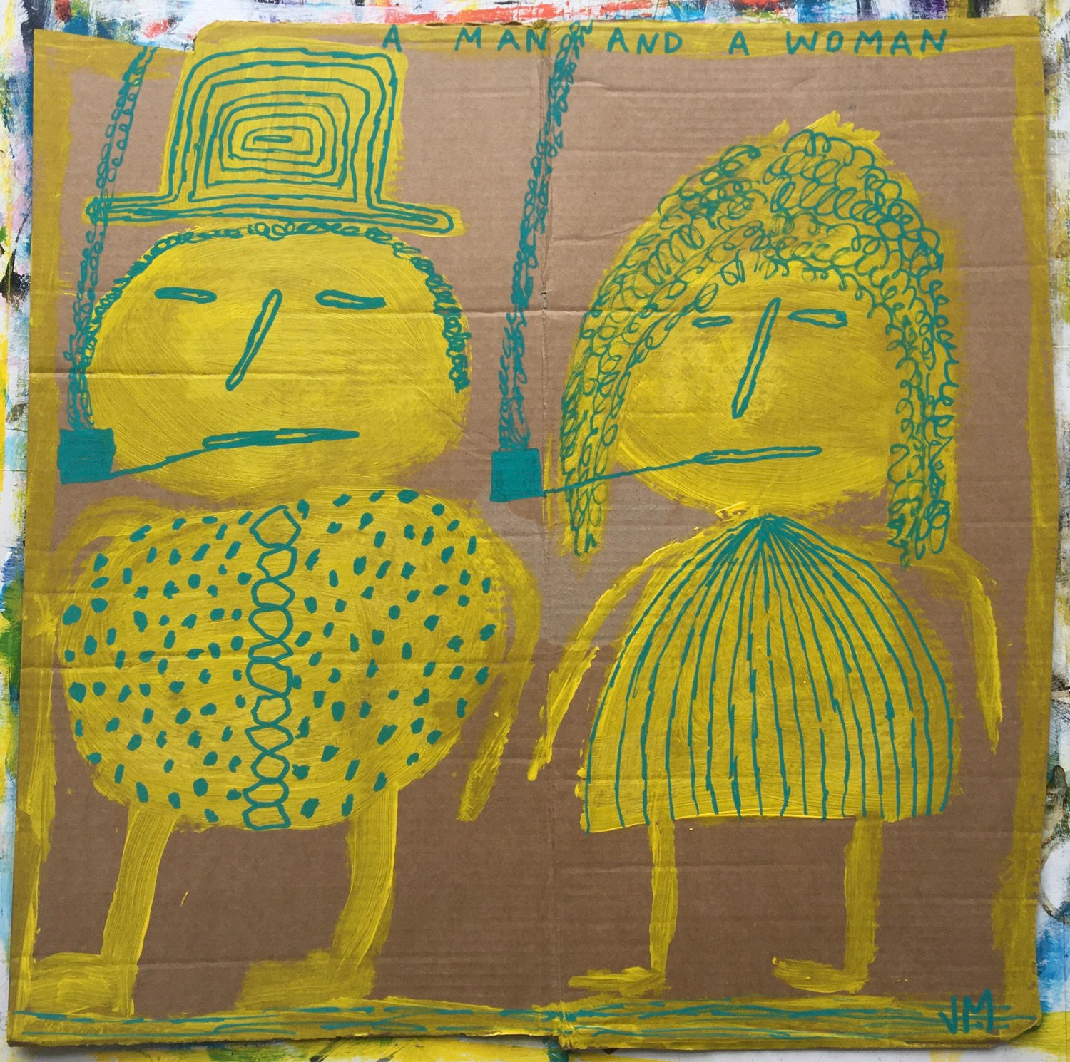 A Man And A Woman. 19 x 18.5 inches.