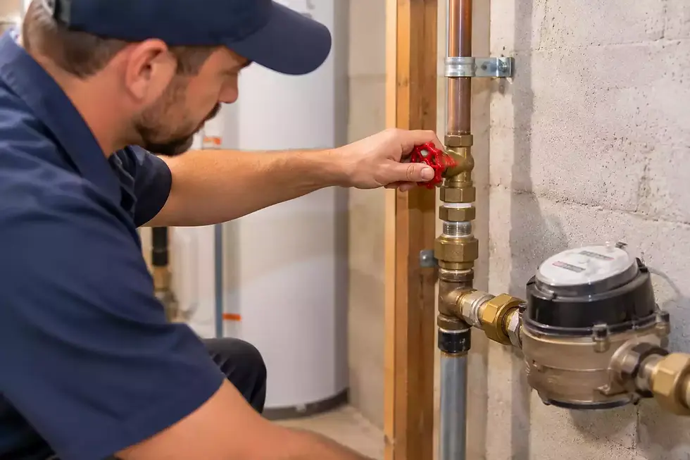 Locating and operating a main water shut-off valve during a plumbing emergency