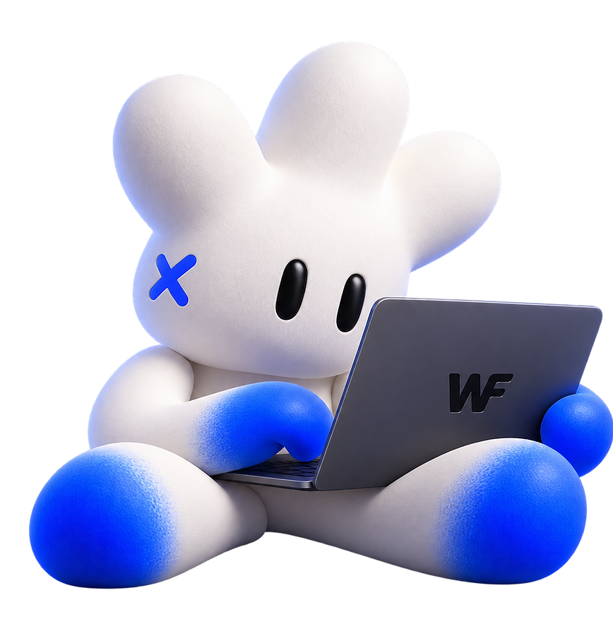 Wooffy mascot with WIXFULL premium Wix Studio templates and responsive website design