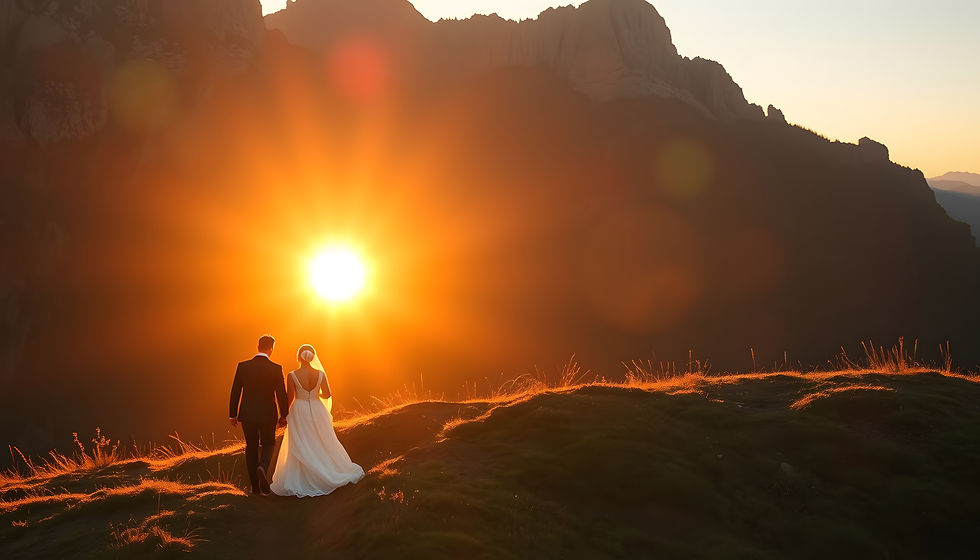 sunset-illuminates-mountain-hill-where-wedding-couple-walks-isolated-with-white-highlights