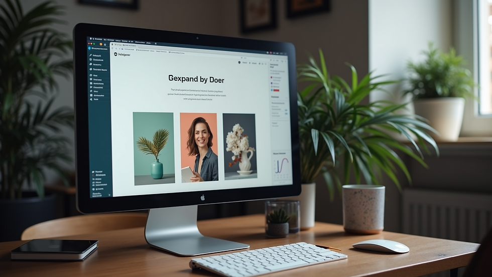 Close-up of a designer’s workspace with a responsive website template on a monitor