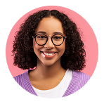 customer woman portrait on colored background