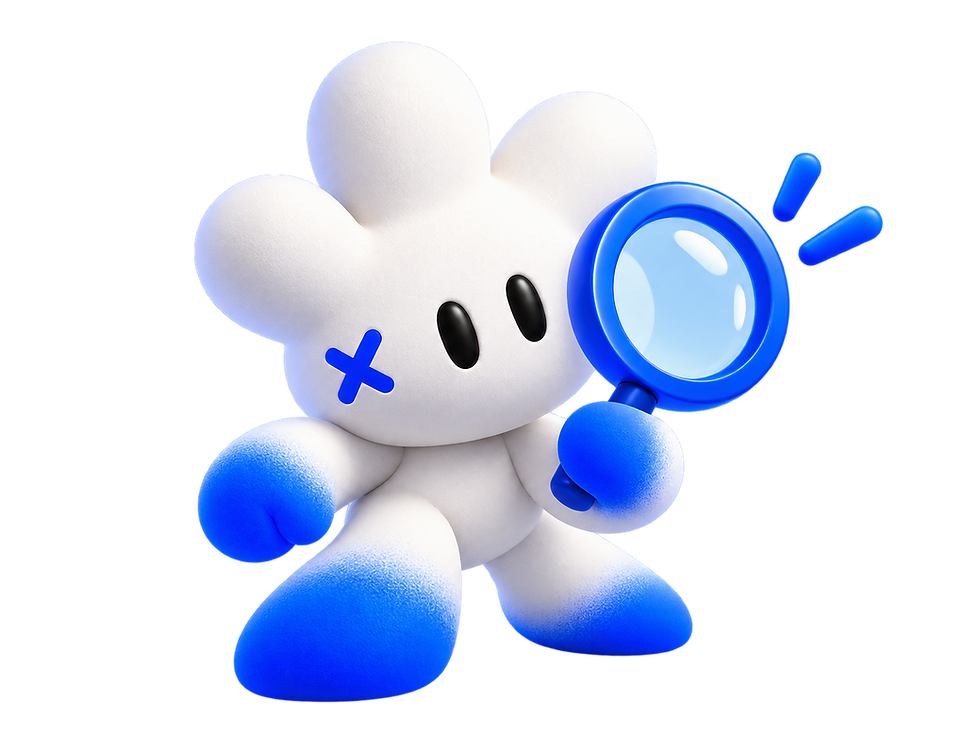 **Wooffy mascot with a magnifying glass representing Wix Studio SEO audit and search optimization**