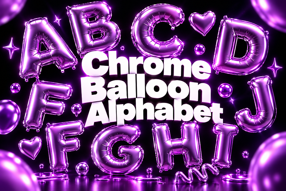 Chrome Balloon Alphabet 3D letter pack thumbnail with vibrant chrome balloon texture