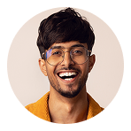 customer man portrait on colored background