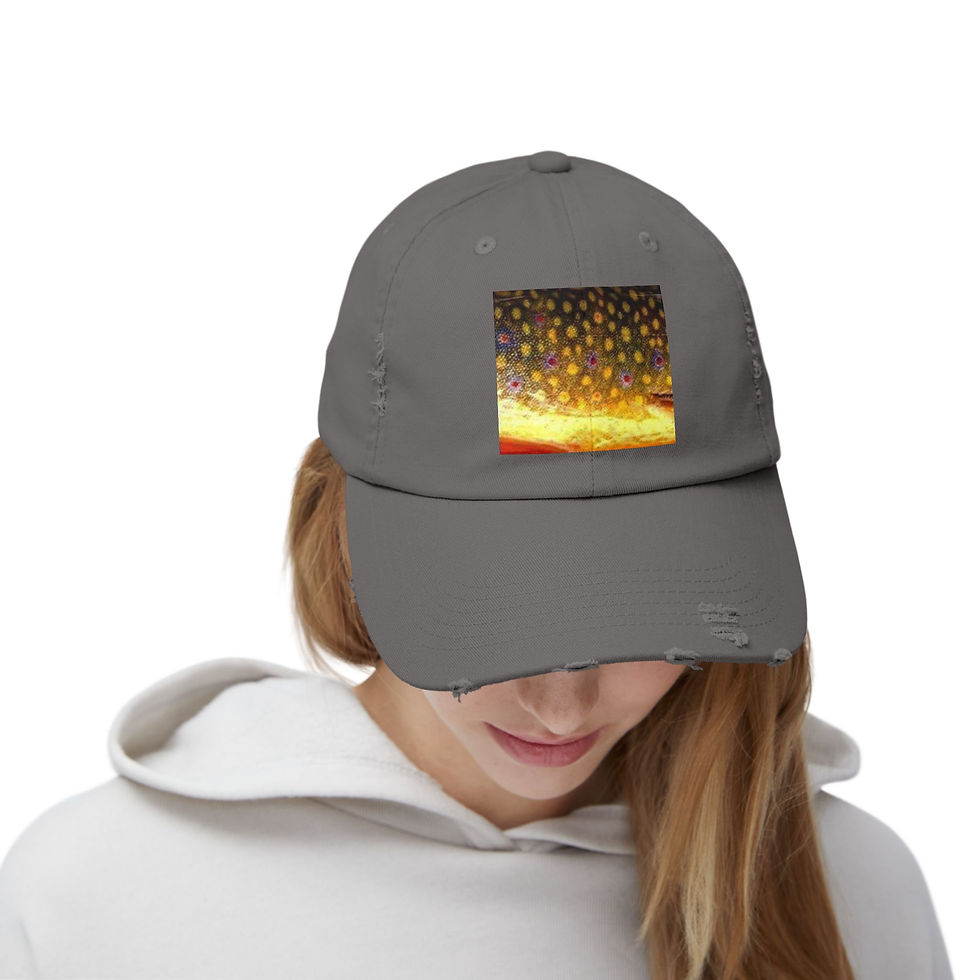 Thumbnail: Distressed Trout Bum Cap with Vibrant Design, Everyday Wear