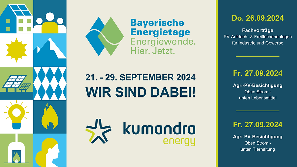 Kumandra Energy als Unterstützer im Team Energiewende Bayern mit Fachvorträgen und Agri‑PV Besichtigungen bei den Energietagen 2024