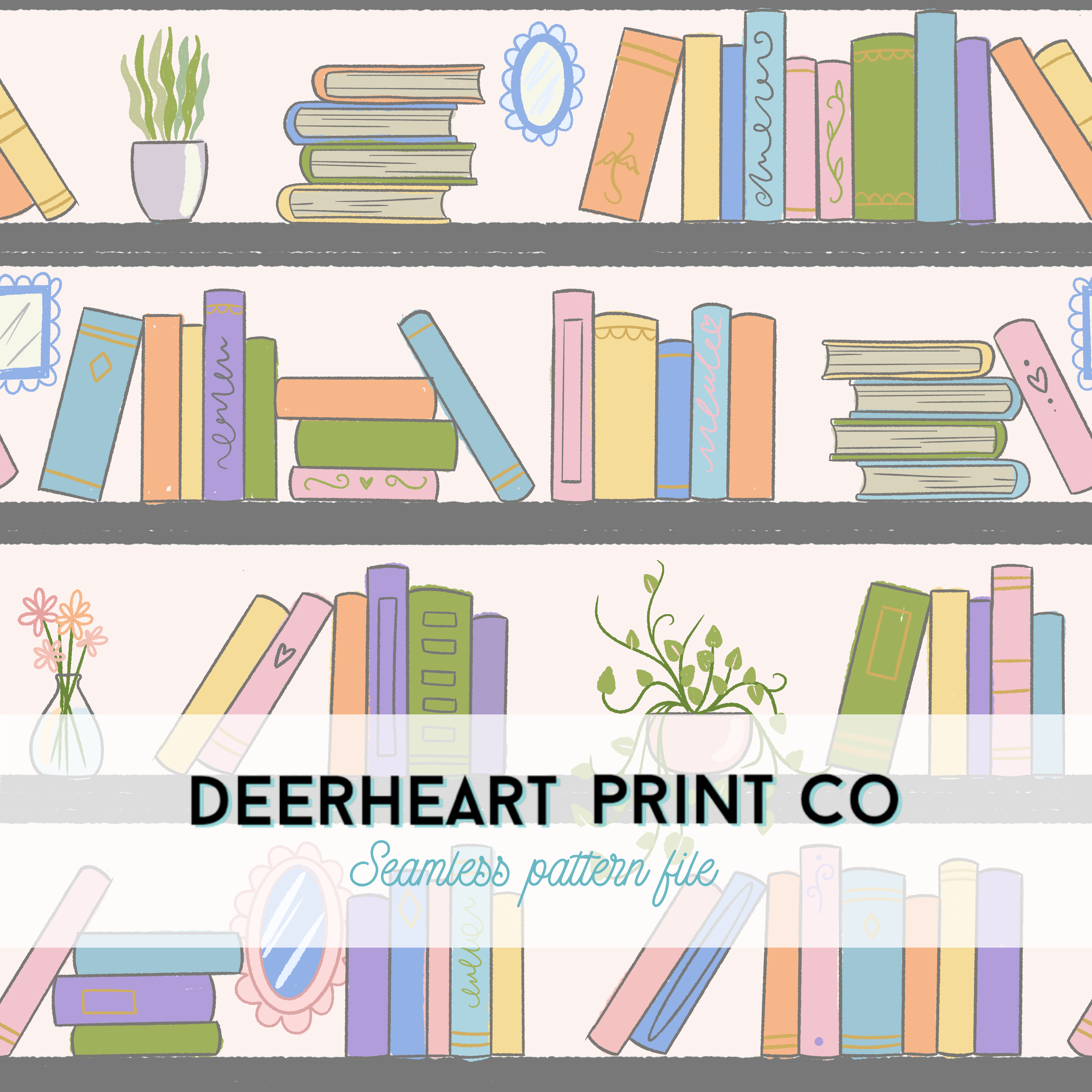 Seamless Repeat - PNG Digital Download - Bookish White