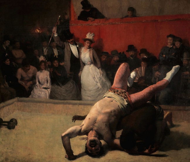 Les lutteurs - scène de la foire de Neuilly by Carl von Stetten