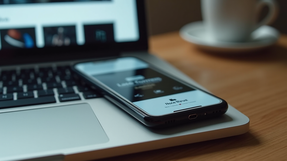 Eye-level view of a laptop and smartphone showing the same website layout