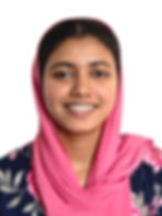 Smiling woman in pink headscarf