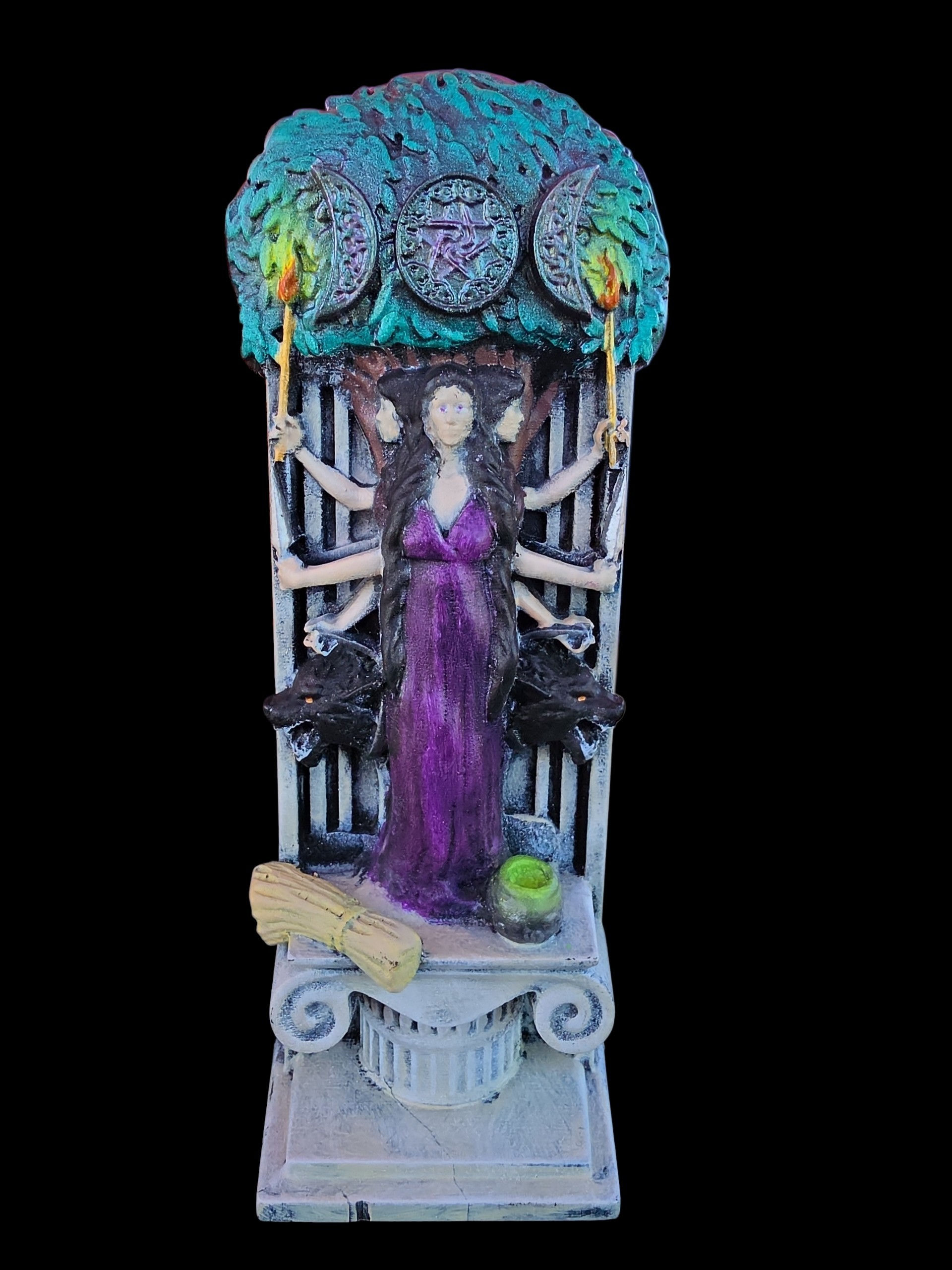 Hecate Wooden Hand Painted Statue