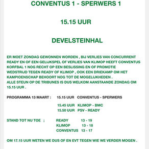 Korfbal: Conventus 1 - Sperwers 1