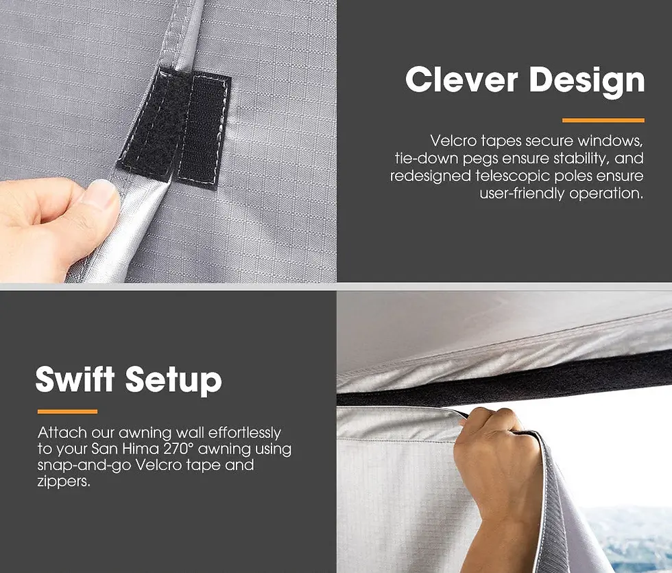 Thumbnail: San Hima 180° Degree Awning With Side Wall Car Privacy Screens + "L" Bracket