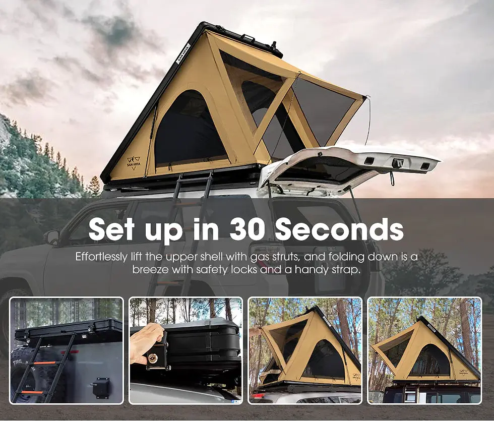Thumbnail: San Hima Kalbarri Lite Rooftop Tent Hardshell With Ladder Khaki Camping