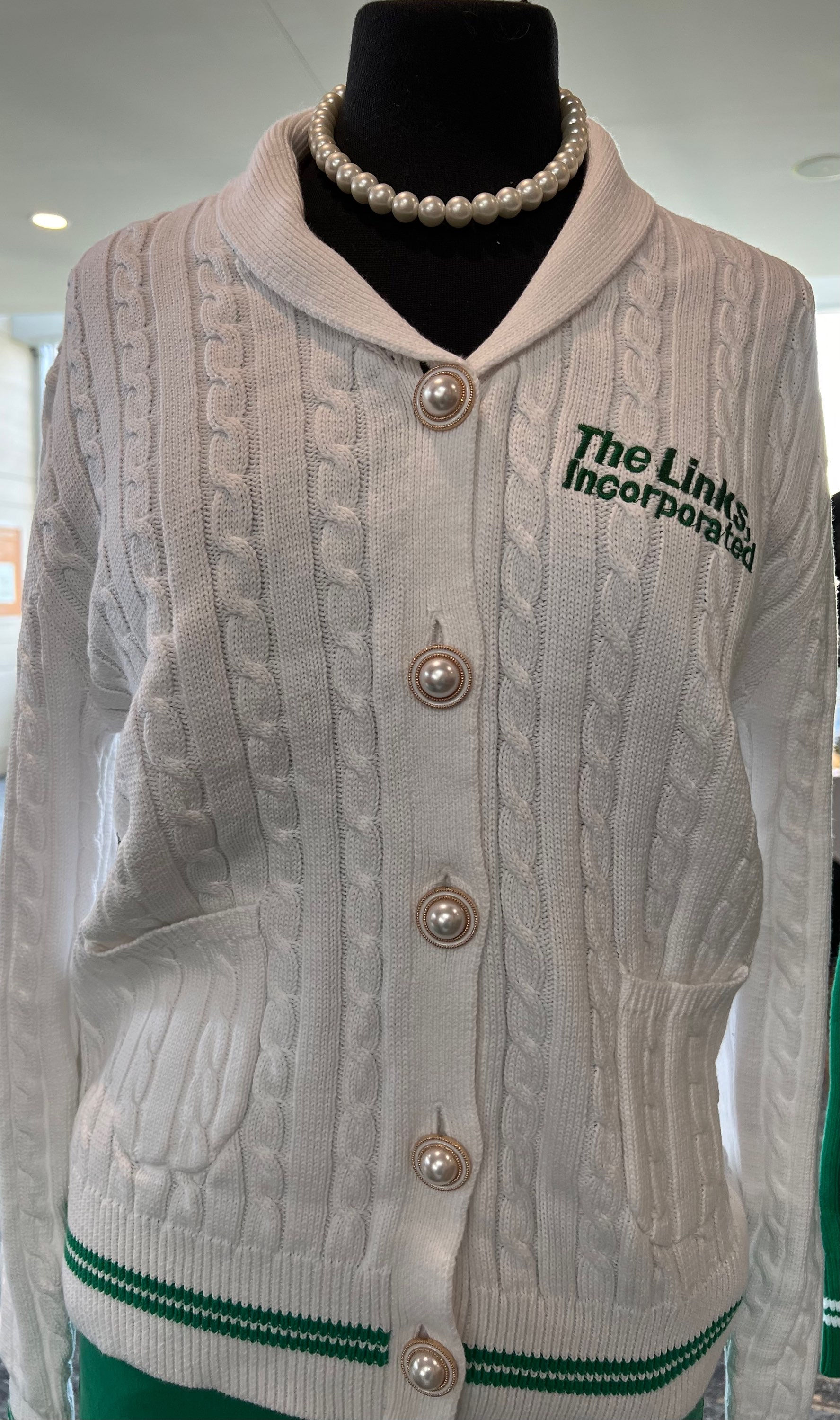 White Links Cable Knit Sweater