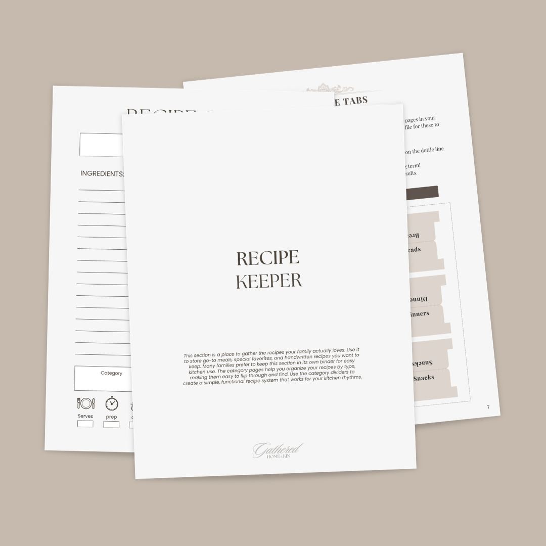 recipe keeper printable + template set