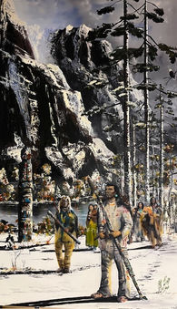 Un líder, guiado por la memoria de sus antepasados, lidera el camino hacia la esperanza y la supervivencia. Cada paso lleva la historia de un pueblo en marcha.