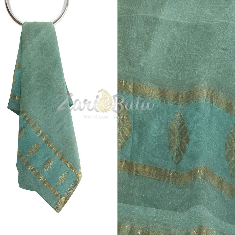 Thumbnail: Blue Pure Tissue Maheshwari Dupatta