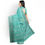 Thumbnail: Plain Firozi Blue Maheshwari Handloom Saree With Silver Zari Border