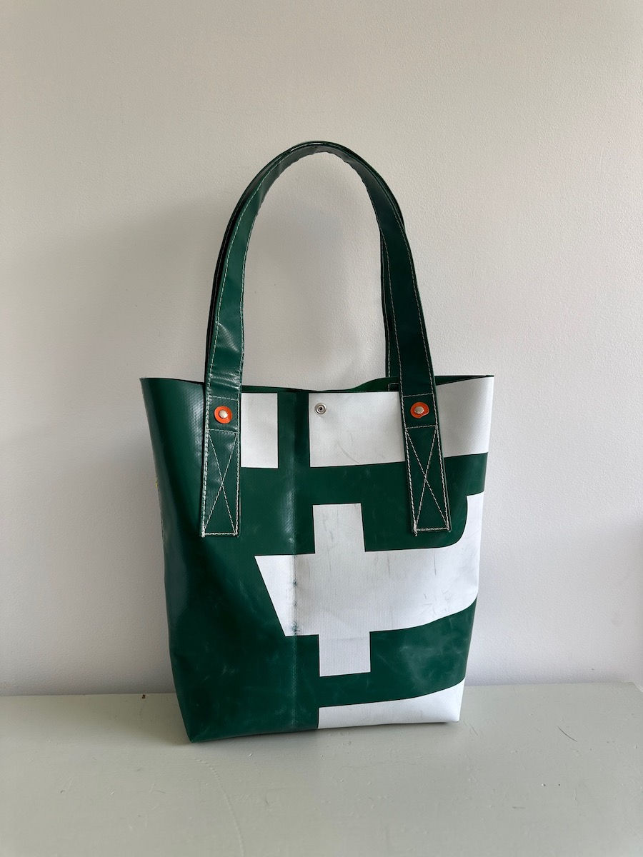 Thumbnail: SHOPPER BAG | greeb and white truck plastic