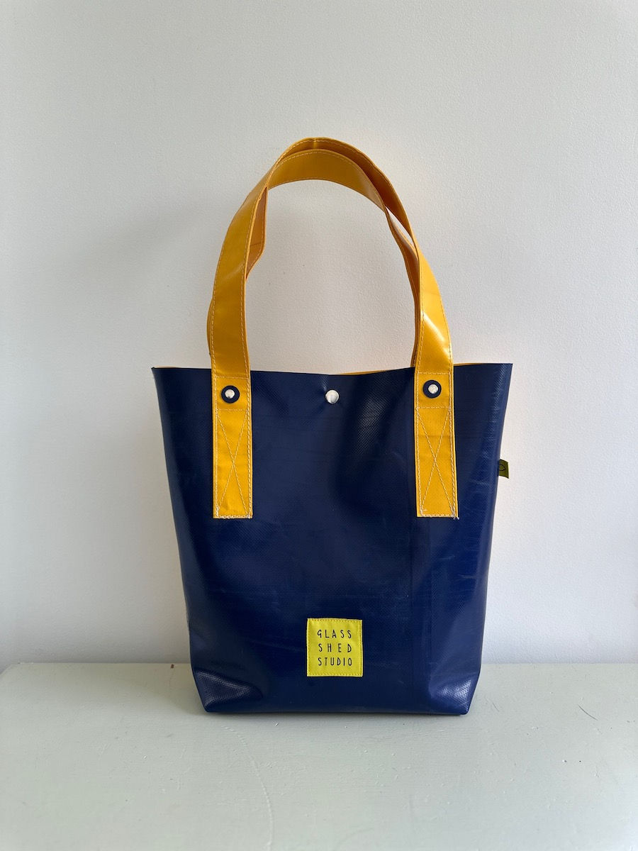 SHOPPER BAG | yellow and navy truck plastic