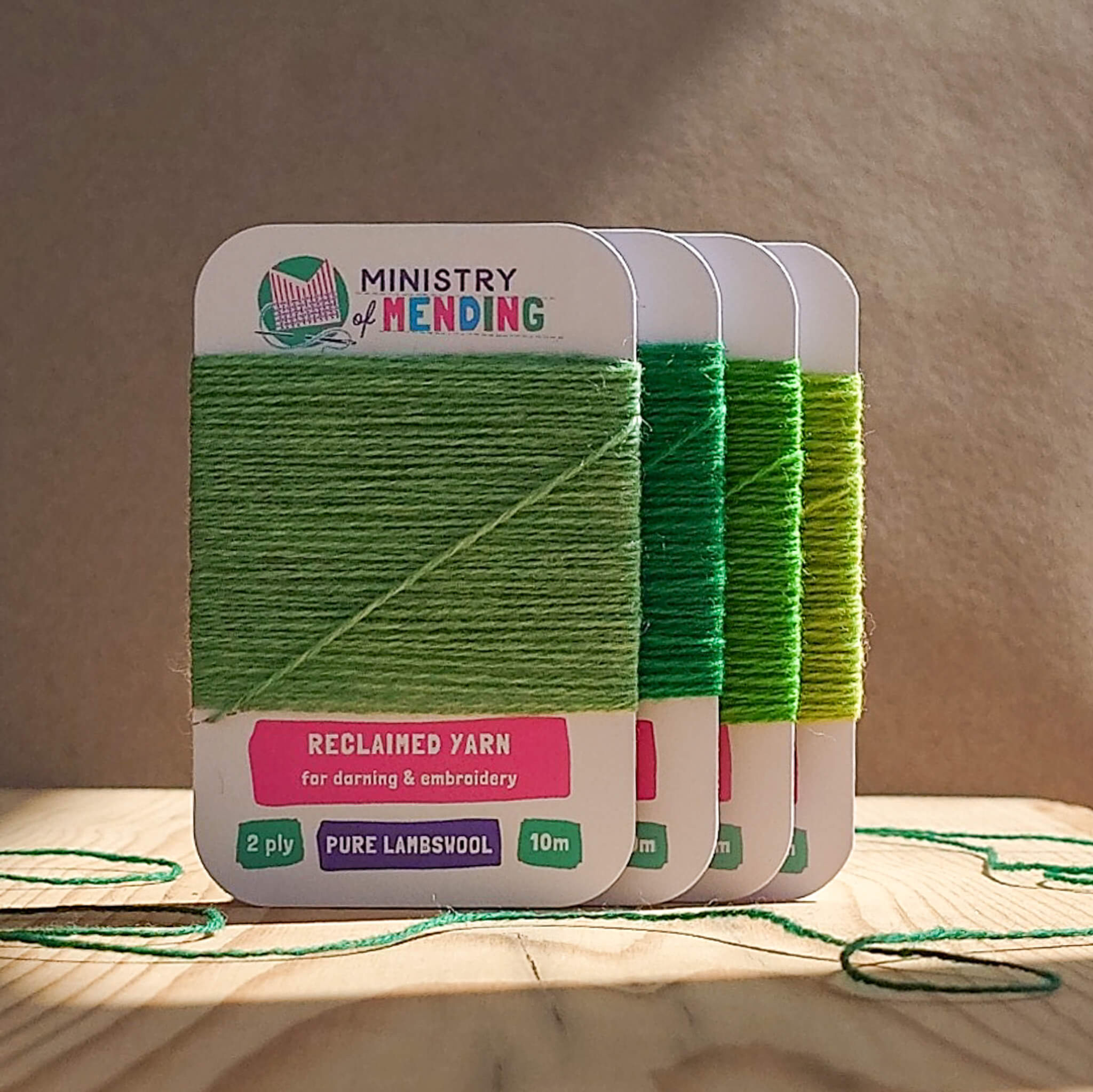 Reclaimed Merino Darning Yarn - Green Green Grass