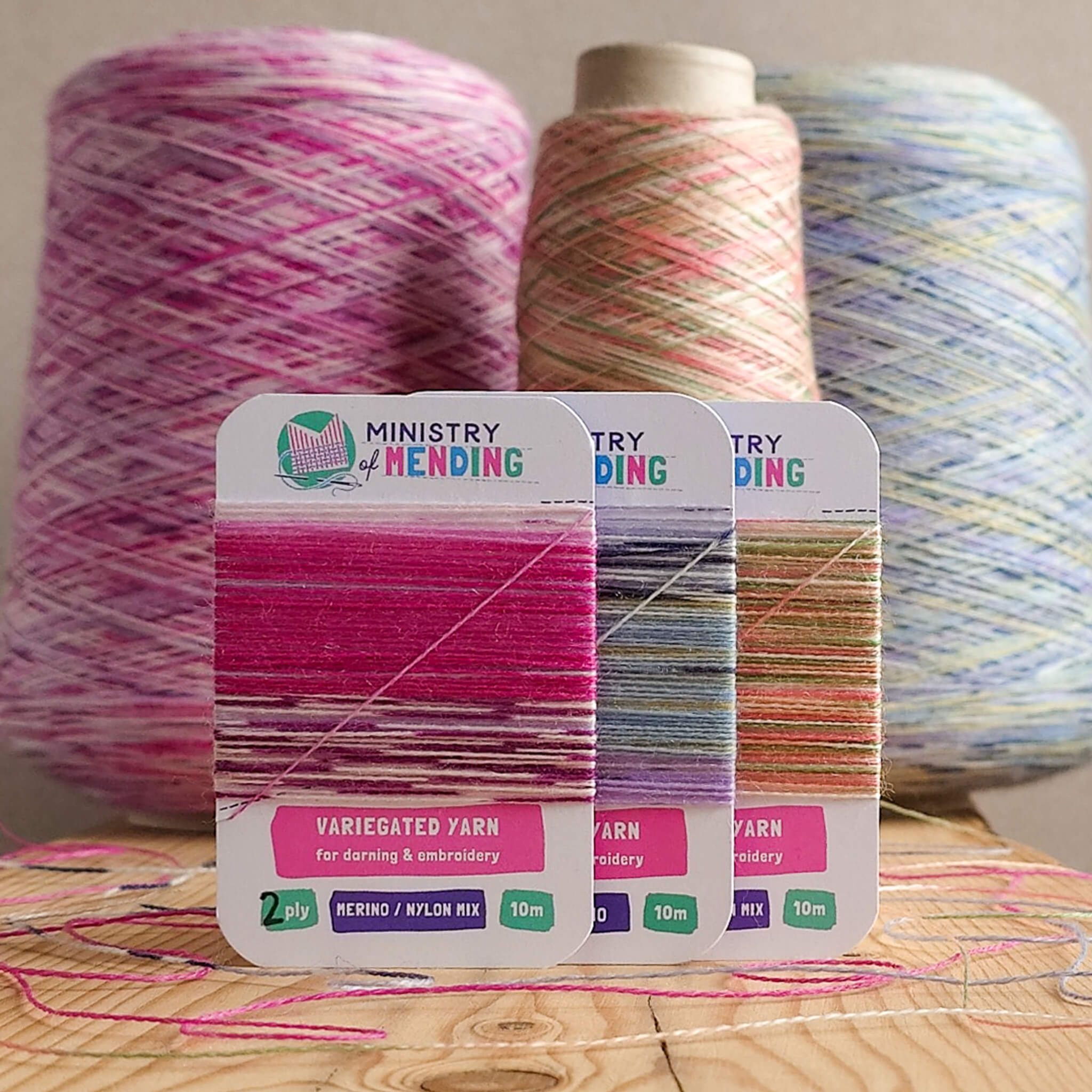 Variegated Merino Blend Darning Yarn (2 Ply) - Baltic Bakewell