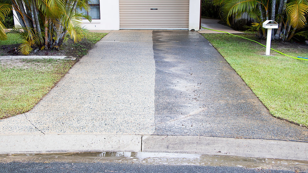 Driveway, half cleaned and half dirty