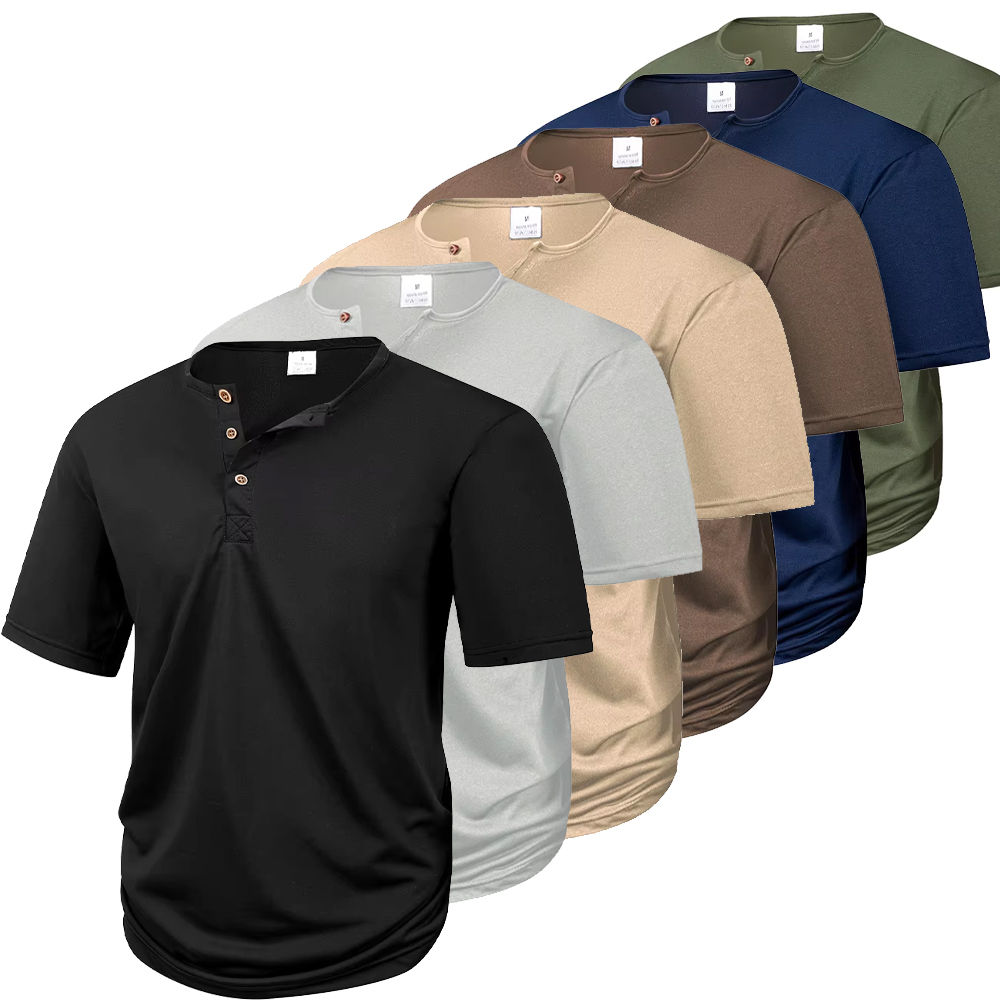 Camiseta Henley Masculina Active Comfort | Manga Curta Premium