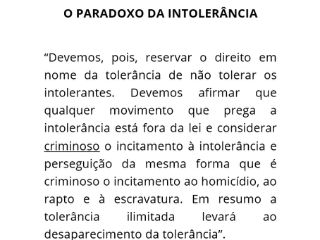 O PARADOXO DA INTOLERÂNCIA