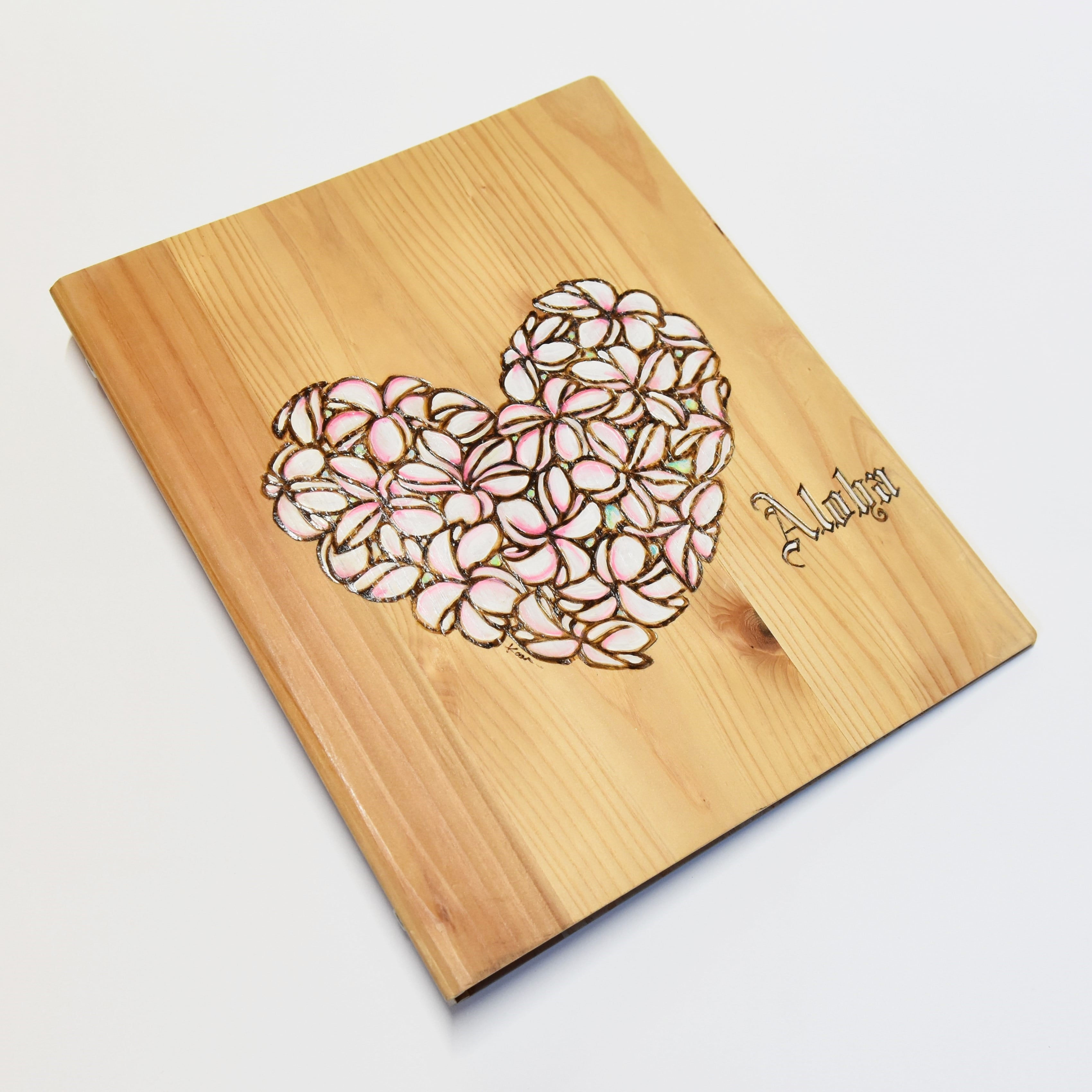 WoodFile25 - Plumeria Heart Pink