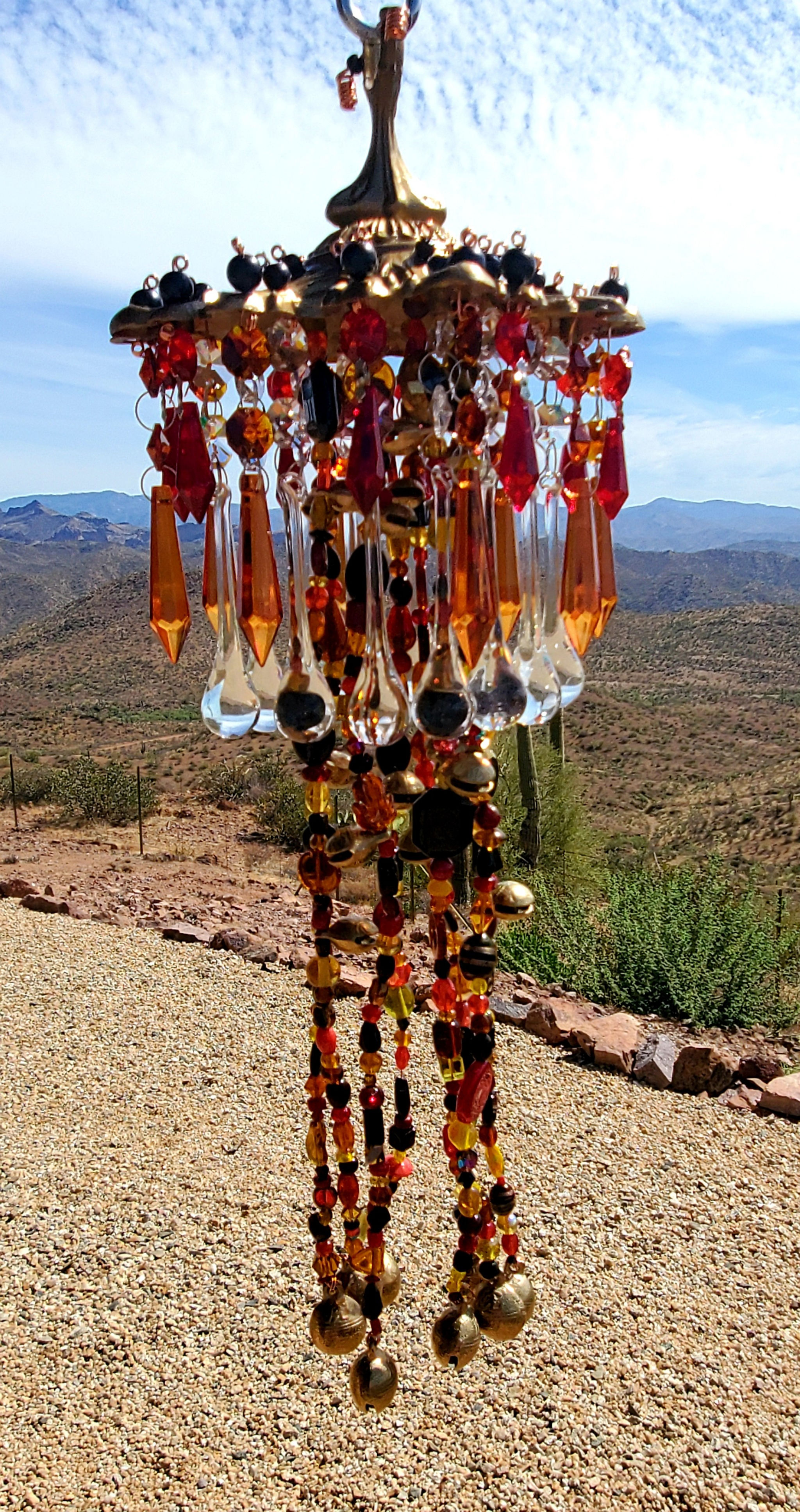 Vintage Gold Top Red and Gold Windchime