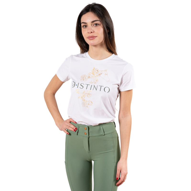 T-SHIRT D-ISTINTO PEONIA MANICA CORTA BIANCA/VERDE