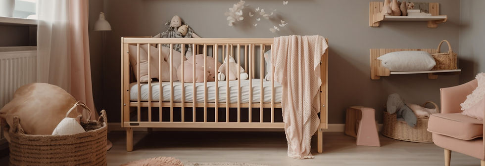 cozy nursery, crib, blankets and pillows