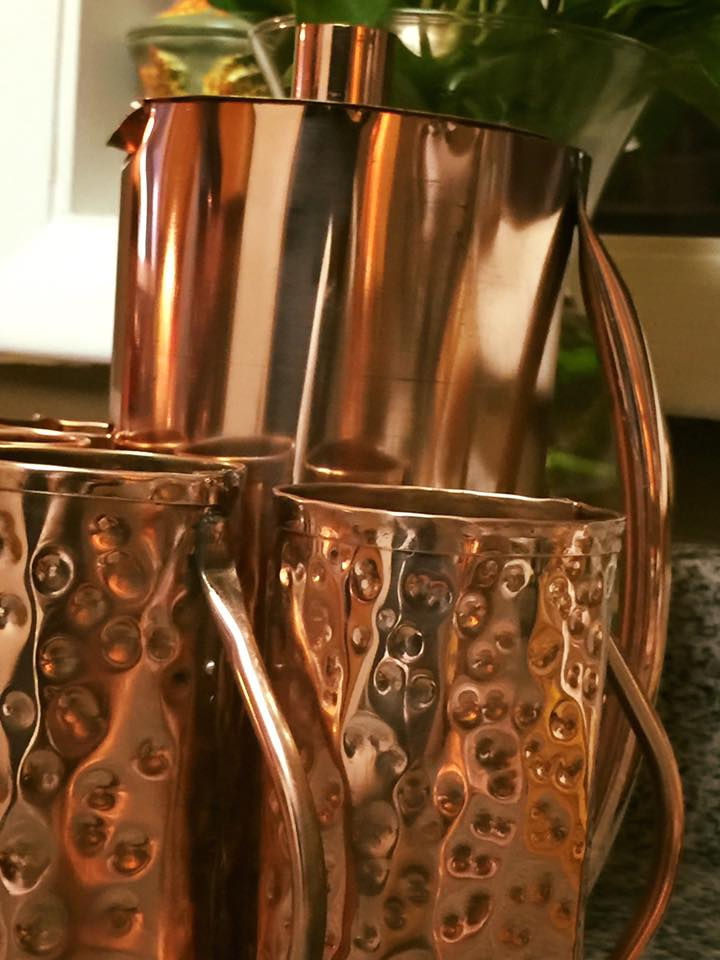 Thumbnail: COPPER PITCHER AND CUP SET WITH LID