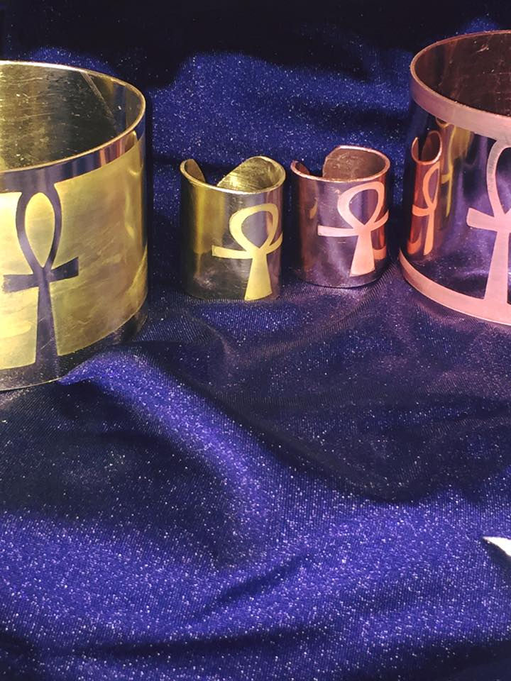 Thumbnail: Copper Ankh Bracelet Cuff & Ring