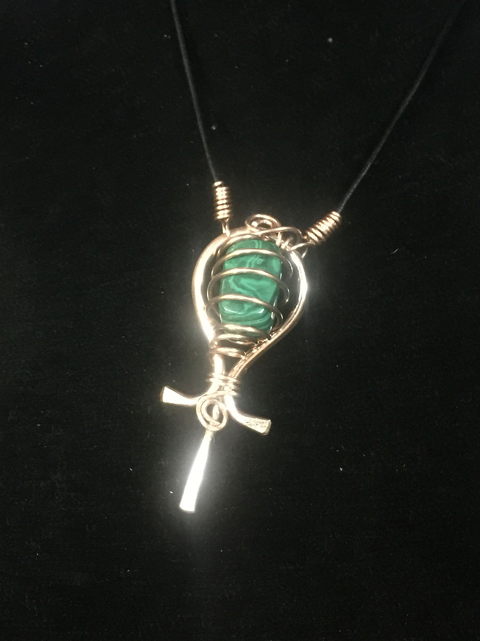 Thumbnail: Malachite copper ankh amulet. 