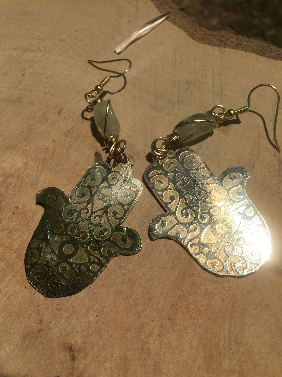 Thumbnail: Brass Hamsa earrings 