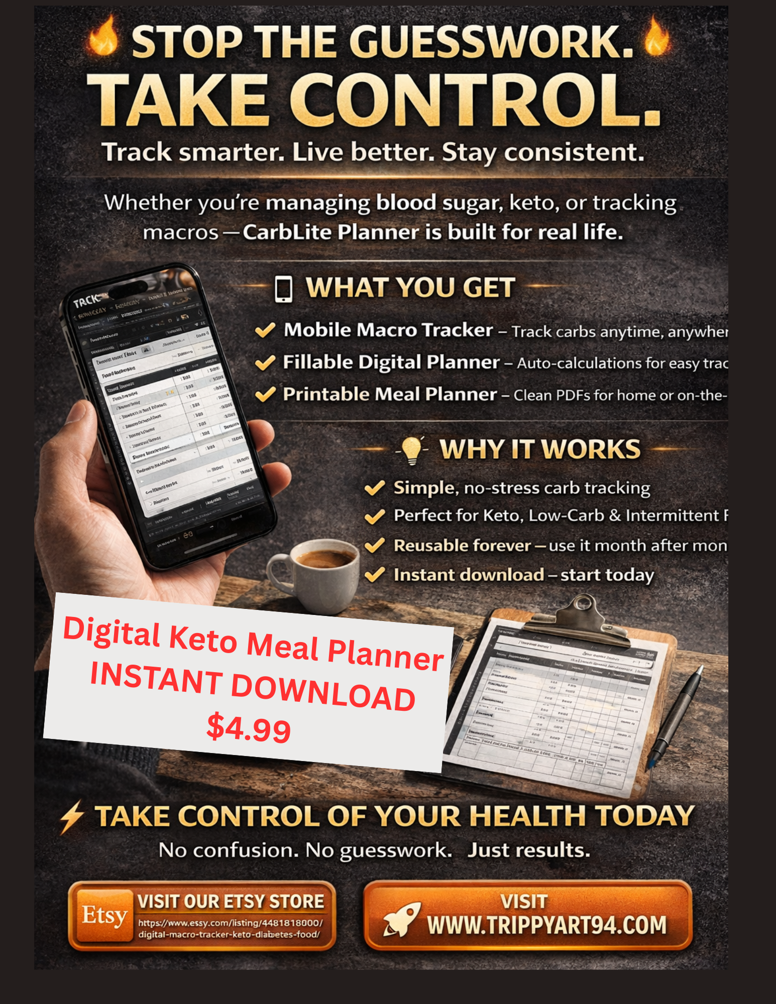 Keto Carb Tracker Web App: Low Carb Macro Log, Meal Planner (Digital Access)