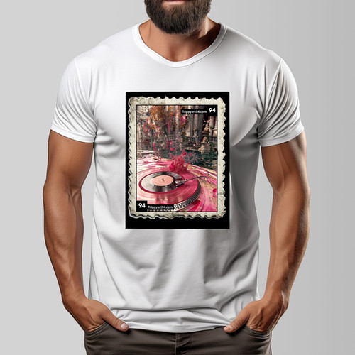 Tシャツ・カットソー SATUR Smudge Logo Artwork Short Sleeve T-Shirt Retro Ivory S INTO THE AM Vintage Graphic Tees for Men - Oversized