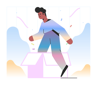 Person jumping into a box