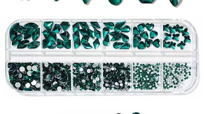 Diamantini & Punti Luce Per Nail Art | Dark Jade